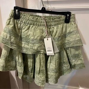 Ruffle Mini Skirt Hand Dyed Moss Green—Loveshackfancy